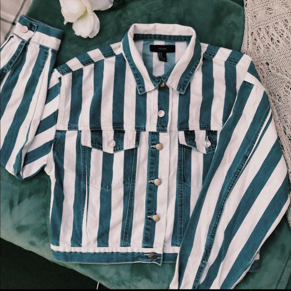 F21 Stripped Jean Jacket